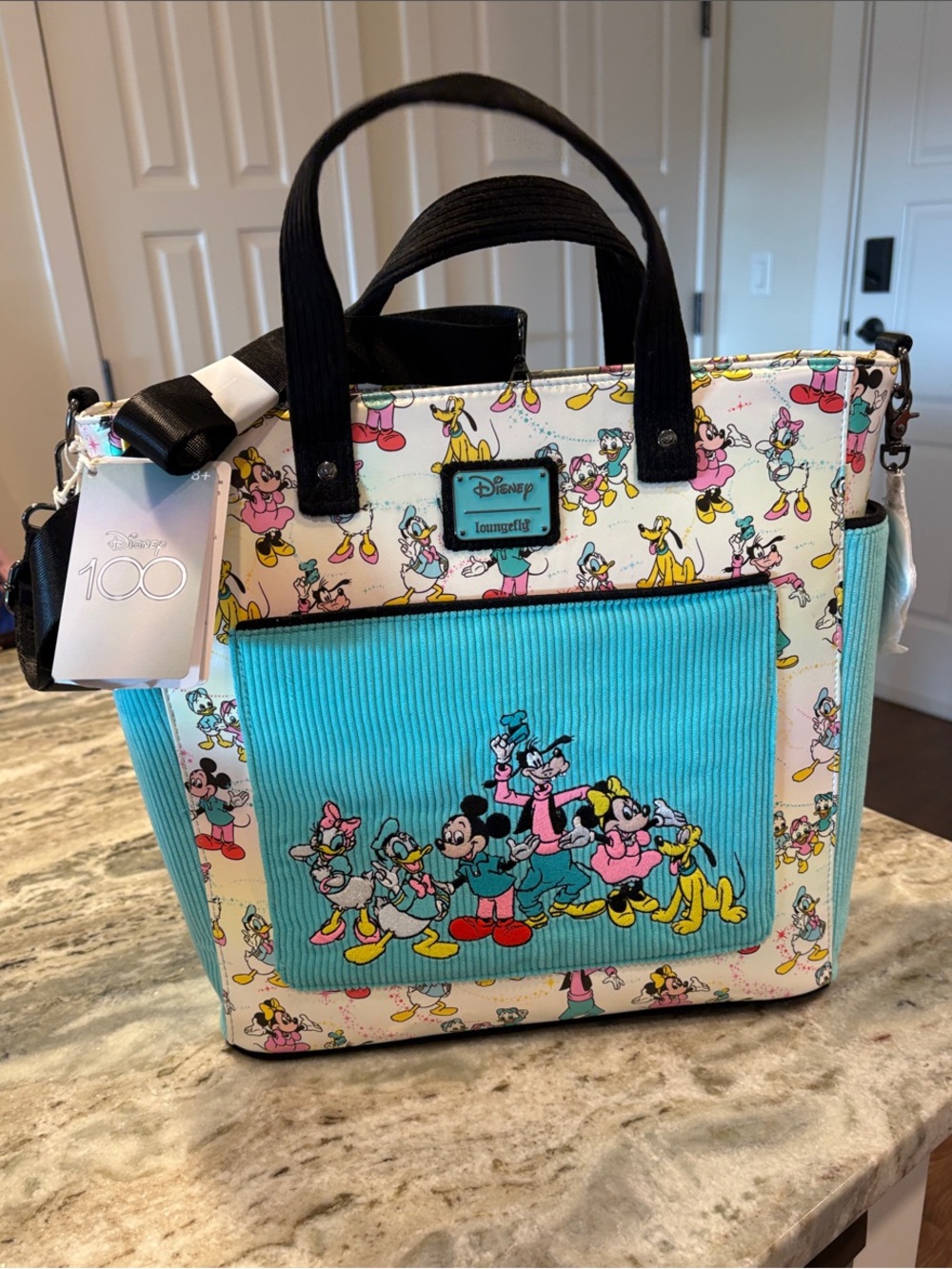 Disney 100 Loungefly Tote, with shoulder and backpack straps